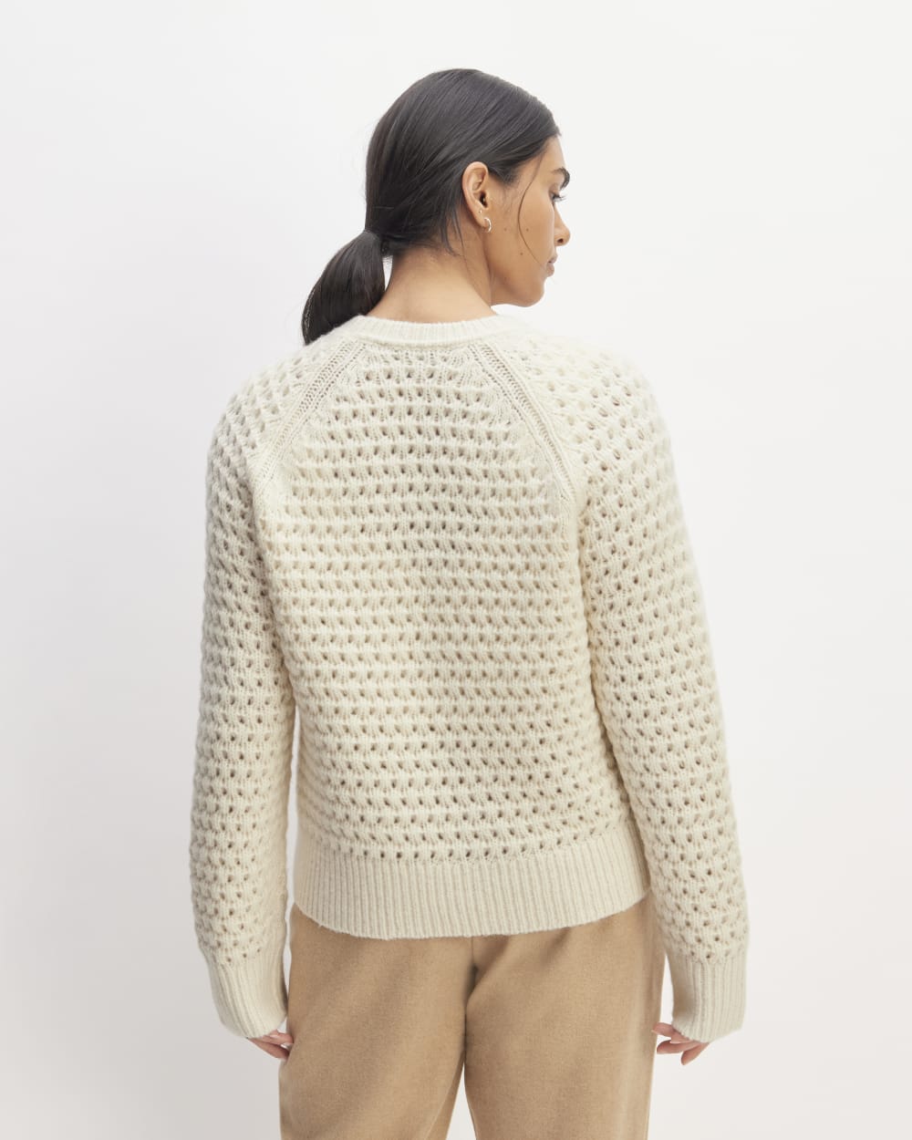 The Cloud Oversized Textured Crew in Bone — detail view