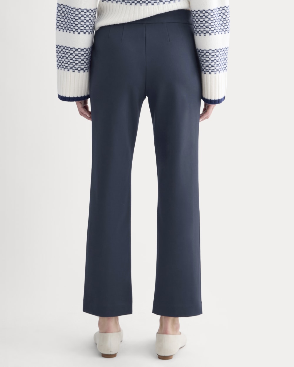 Slim Trouser in Ponte in Deep Navy — detail view