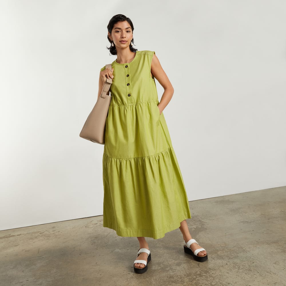 The Tiered Midi Dress in Pepper — detail view