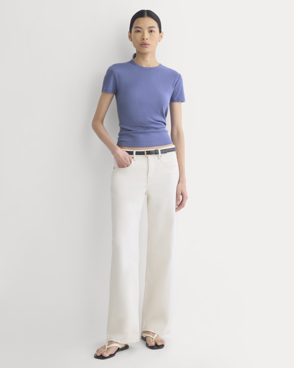 Tissue Short-Sleeve Crew in Blue Dusk — detail view