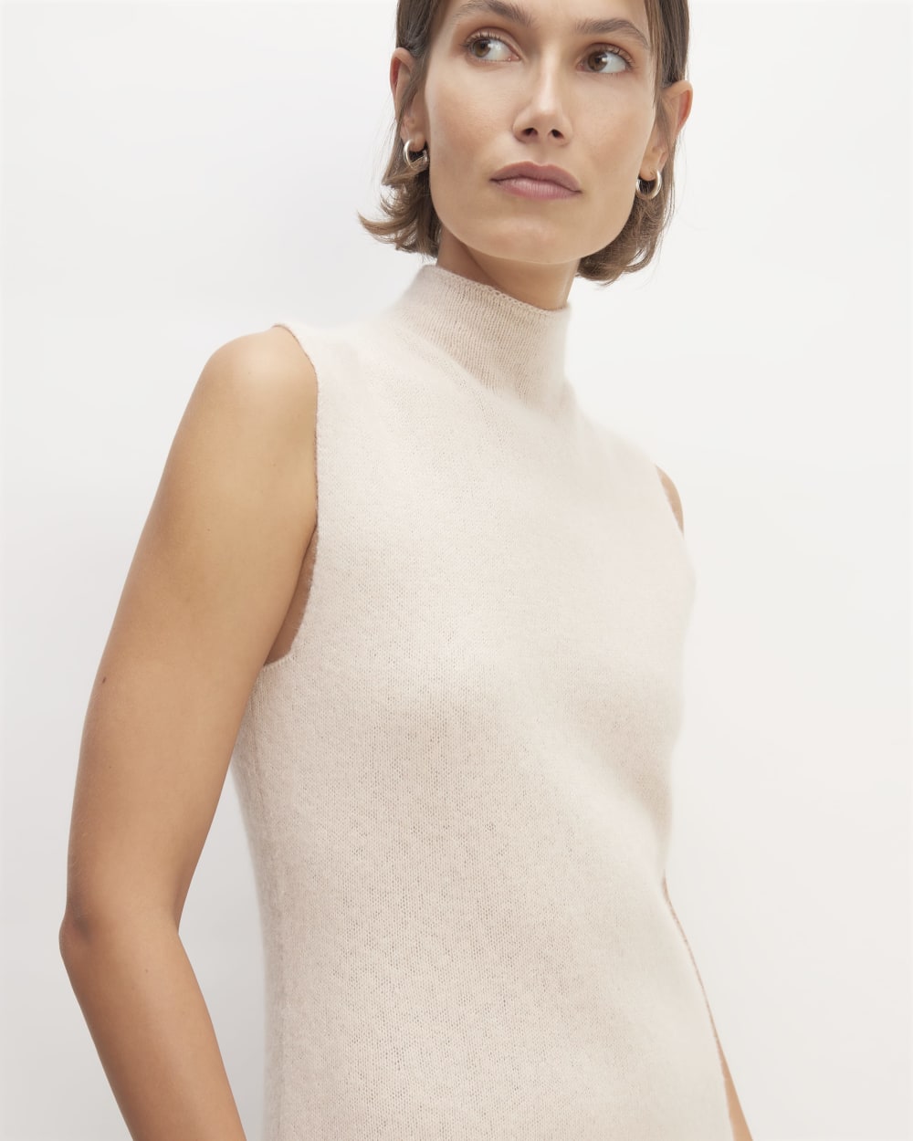 The Cozy-Stretch Sleeveless Midi Dress in Whisper Pink — detail view