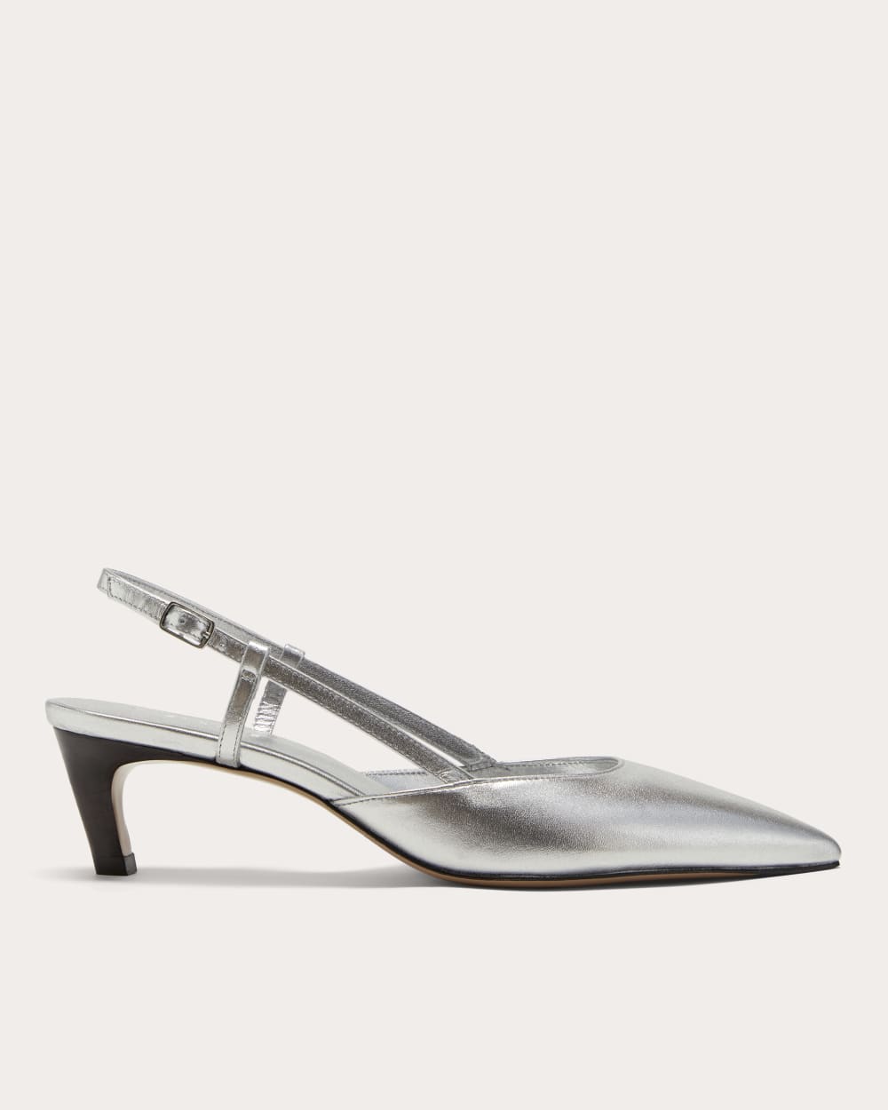 The Studio Slingback Heel in Silver — front view