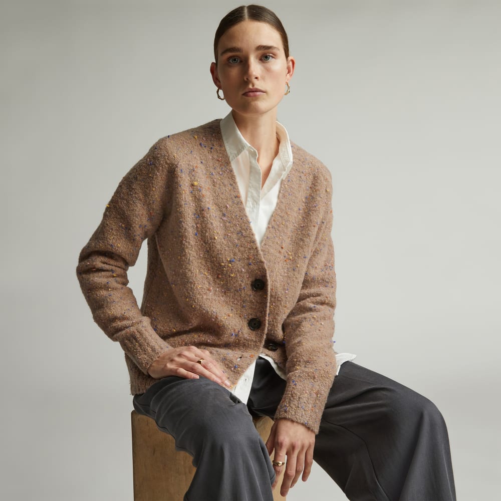 The Confetti Cardigan in Taupe Multi — detail view
