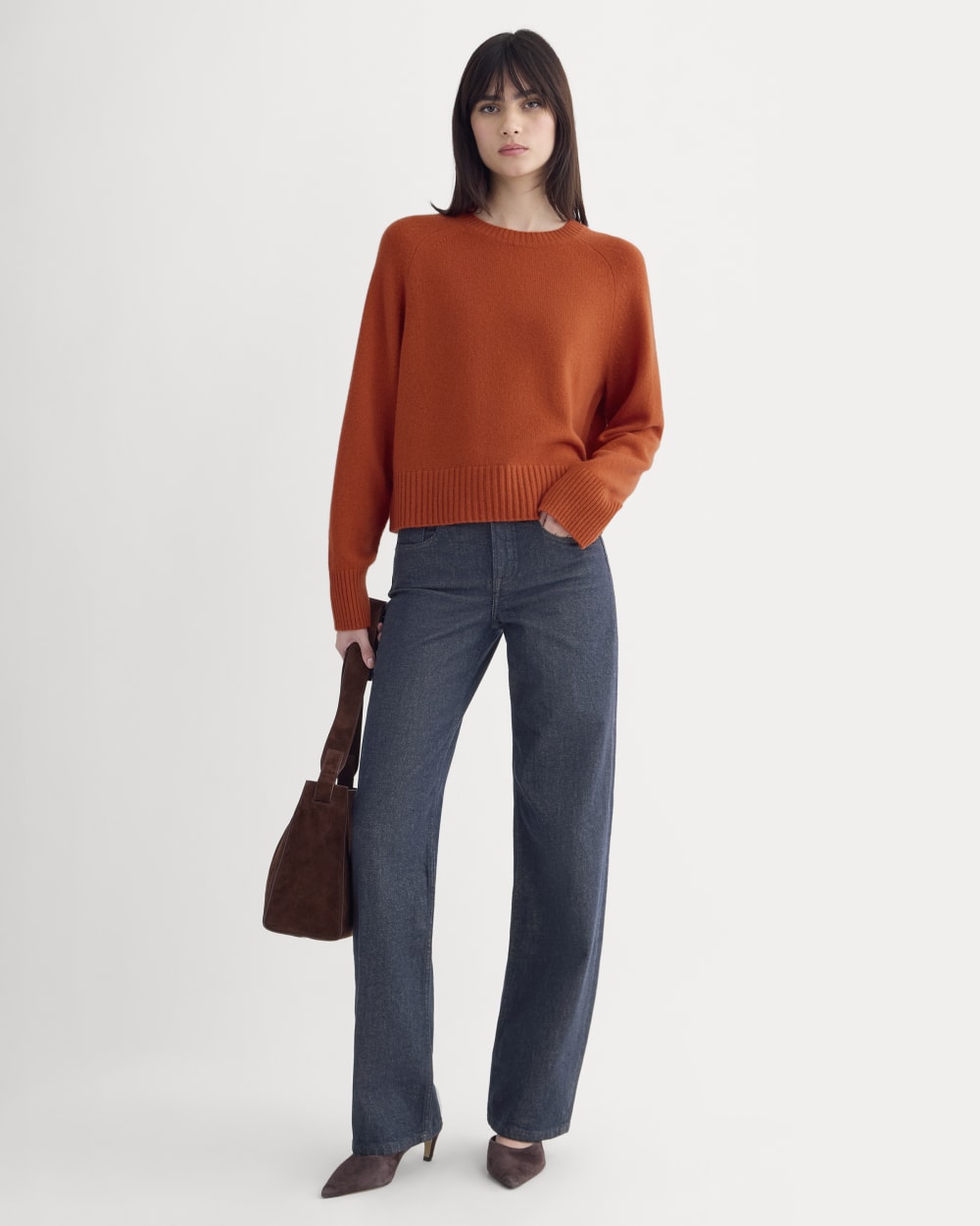 The Boxy Crew in Cashmere in Rust — detail view