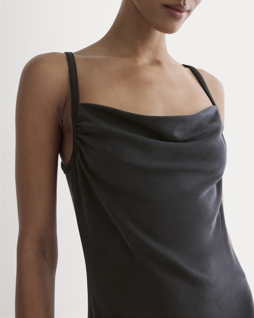 The Tank Midi Dress in Butterknit in Black — detail view
