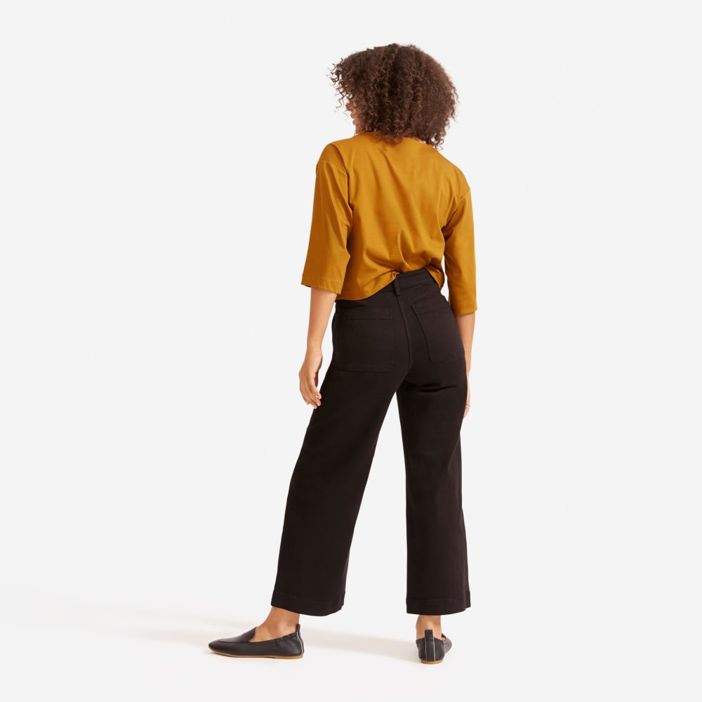 The Wide-Leg Crop Pant in Black — front view