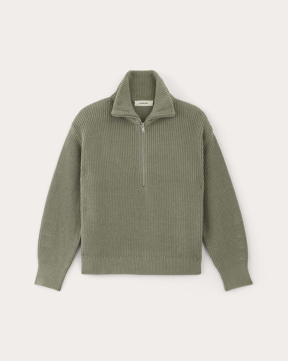 The Half-Zip in Everyday Cotton in Sage Green — alternate view