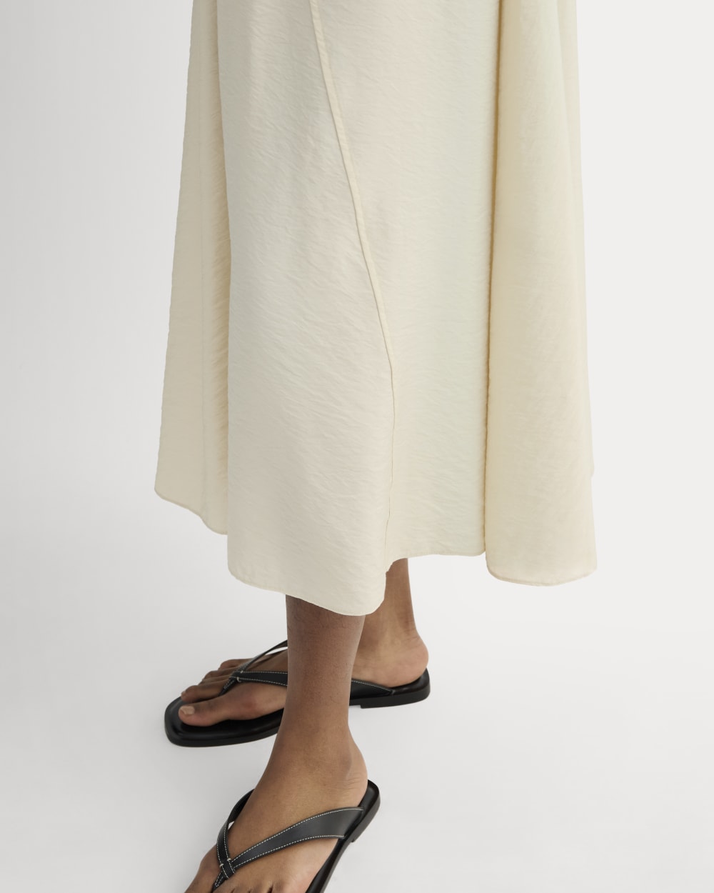 The V-Neck Dress in SoftLuxe in Sandshell — detail view