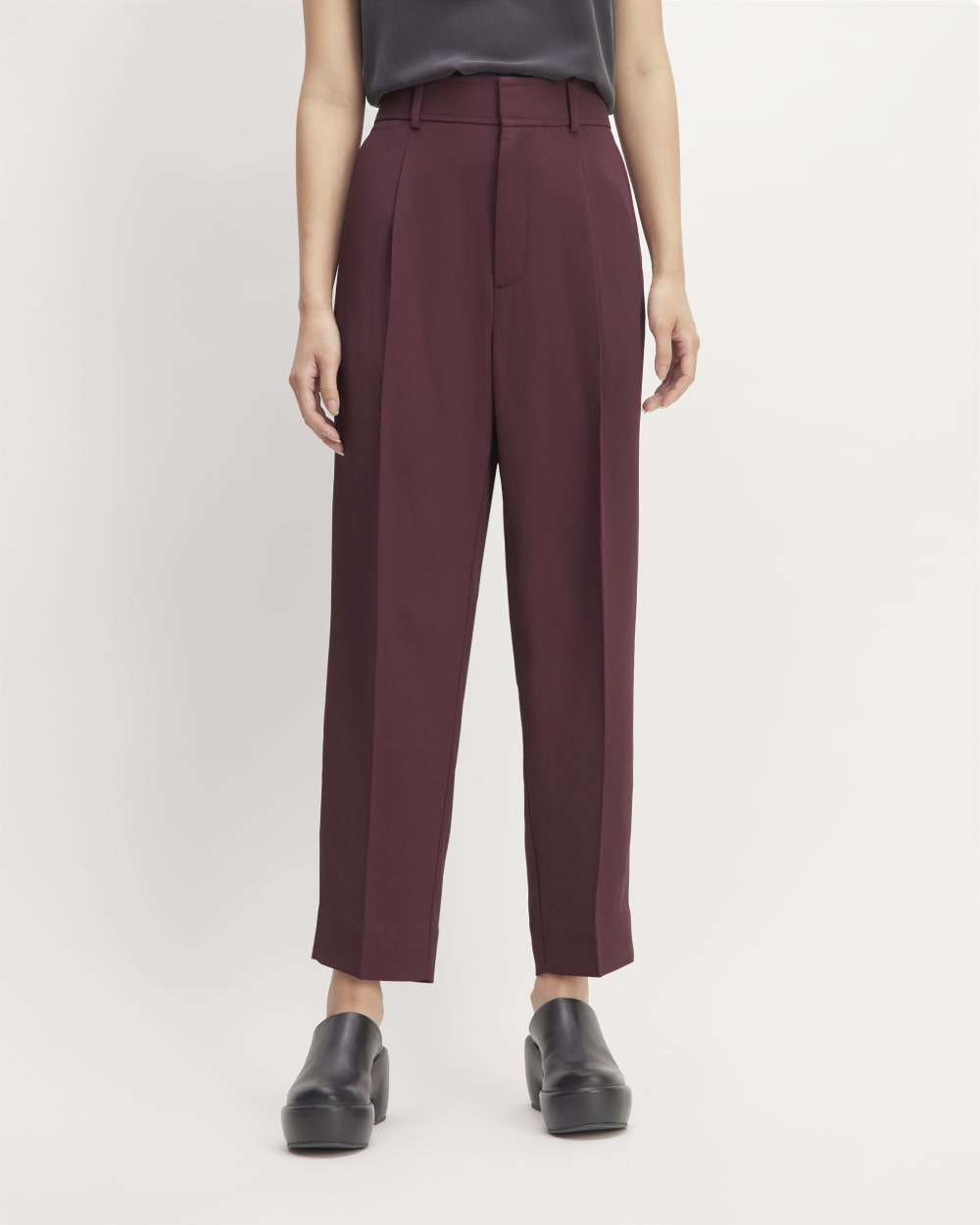 The Japanese GoWeave Way-High® Tapered Pant in Burgundy — detail view