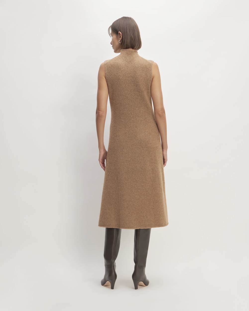 The Cozy-Stretch Sleeveless Midi Dress in Heathered Toasted Coconut — detail view