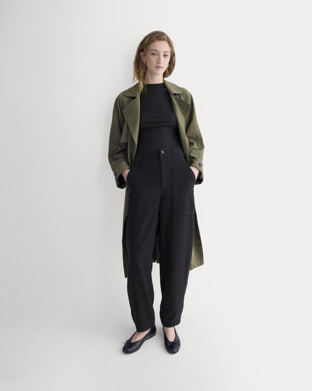 Patch Pocket Ballon Pant in Buttersoft in Black — detail view