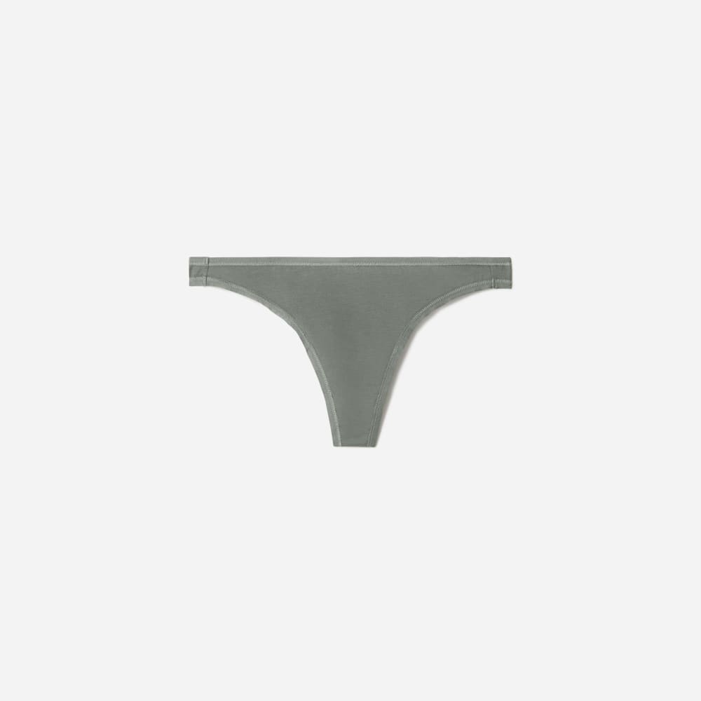 The Cotton Thong in Dark Sage — front view