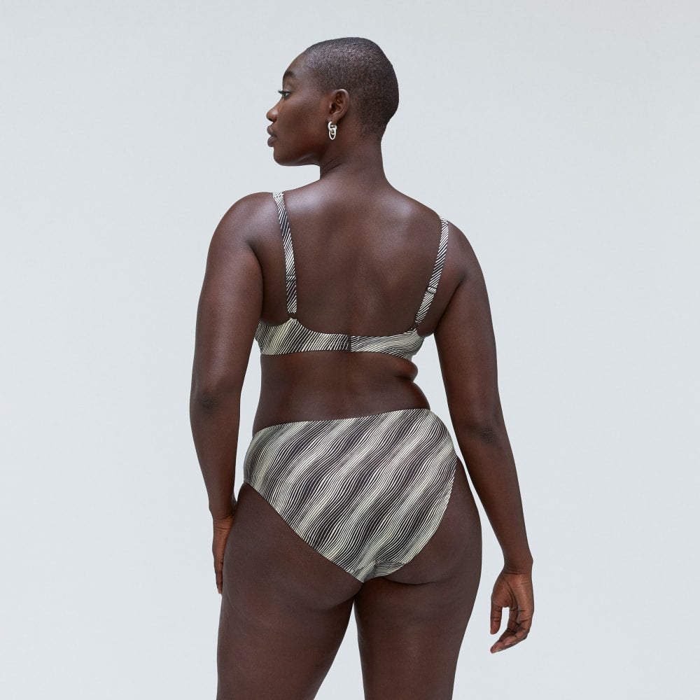 The Square-Neck Bikini Top in Black / Canvas — detail view
