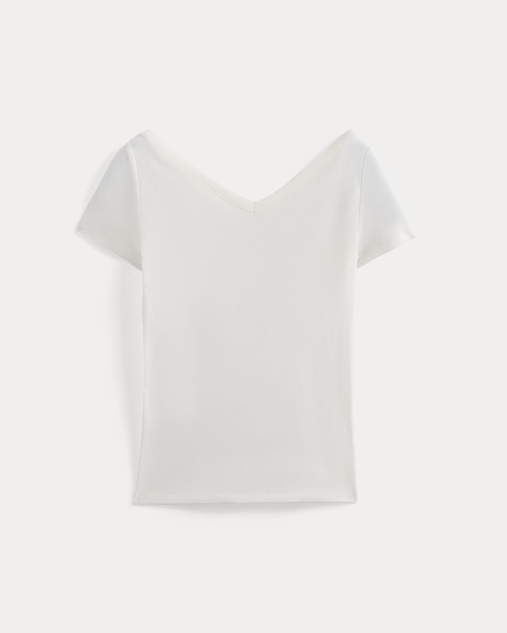 Tissue Short-Sleeve V-Neck Top in Bone — alternate view