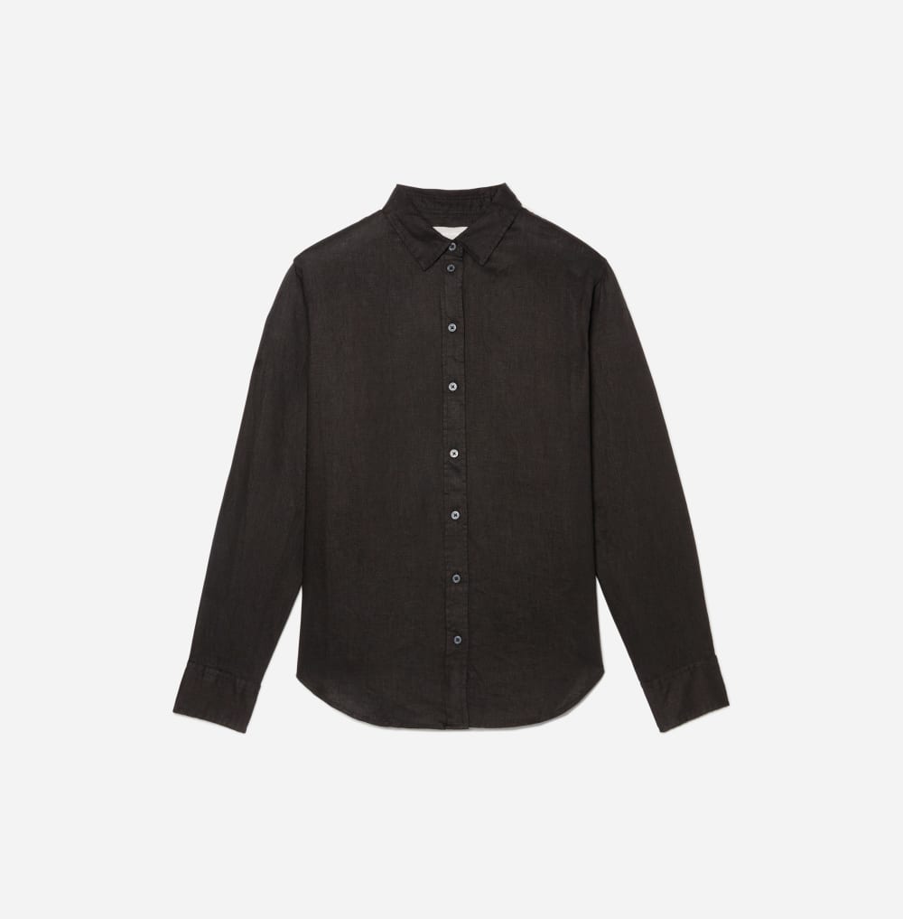 The Must-Have Shirt in Linen in Black — front view