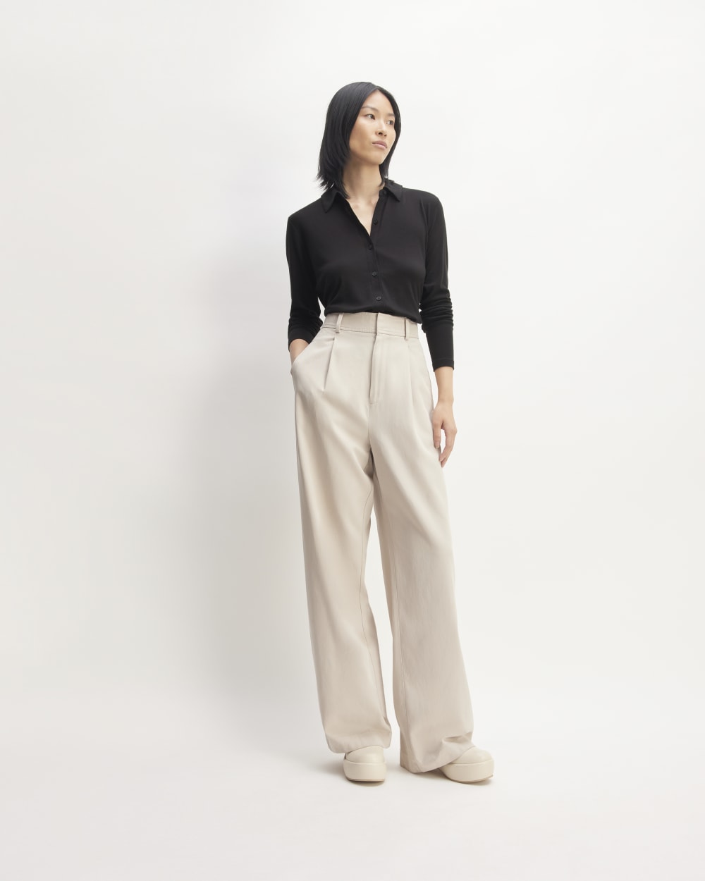 The Must-Have Shirt in Butterluxe in Black — detail view