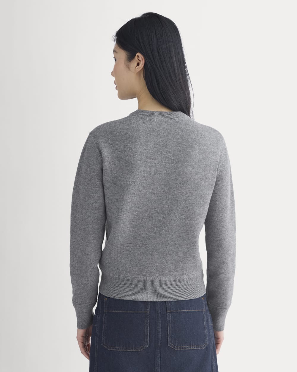 Double Knit Crew in Cotton Merino in Mid Grey/Graphite — detail view