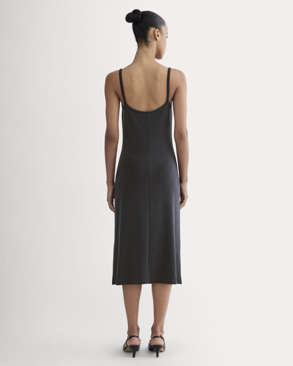 The Tank Midi Dress in Butterknit in Black — detail view