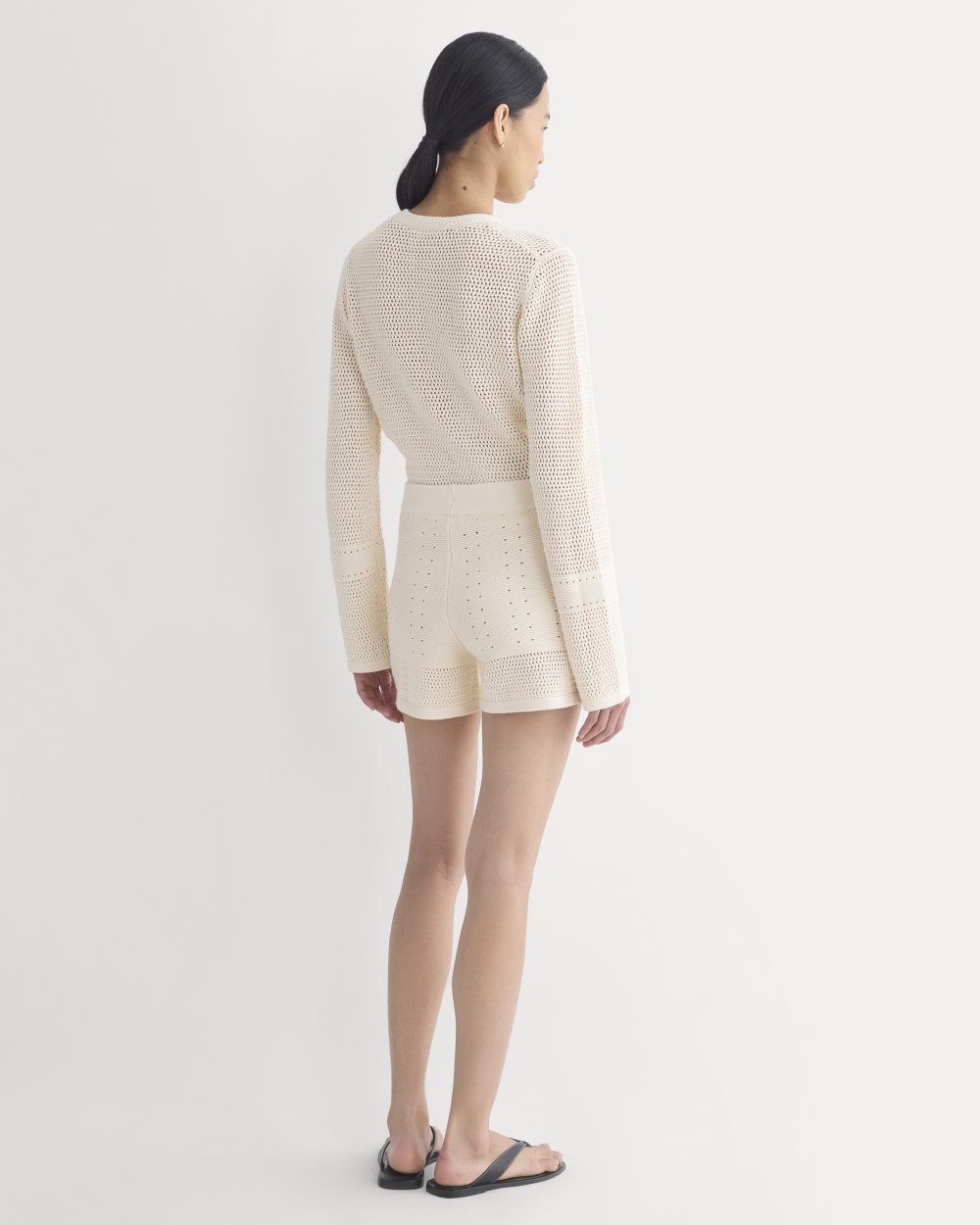 Open-Knit Short in Everyday Cotton in Canvas — detail view