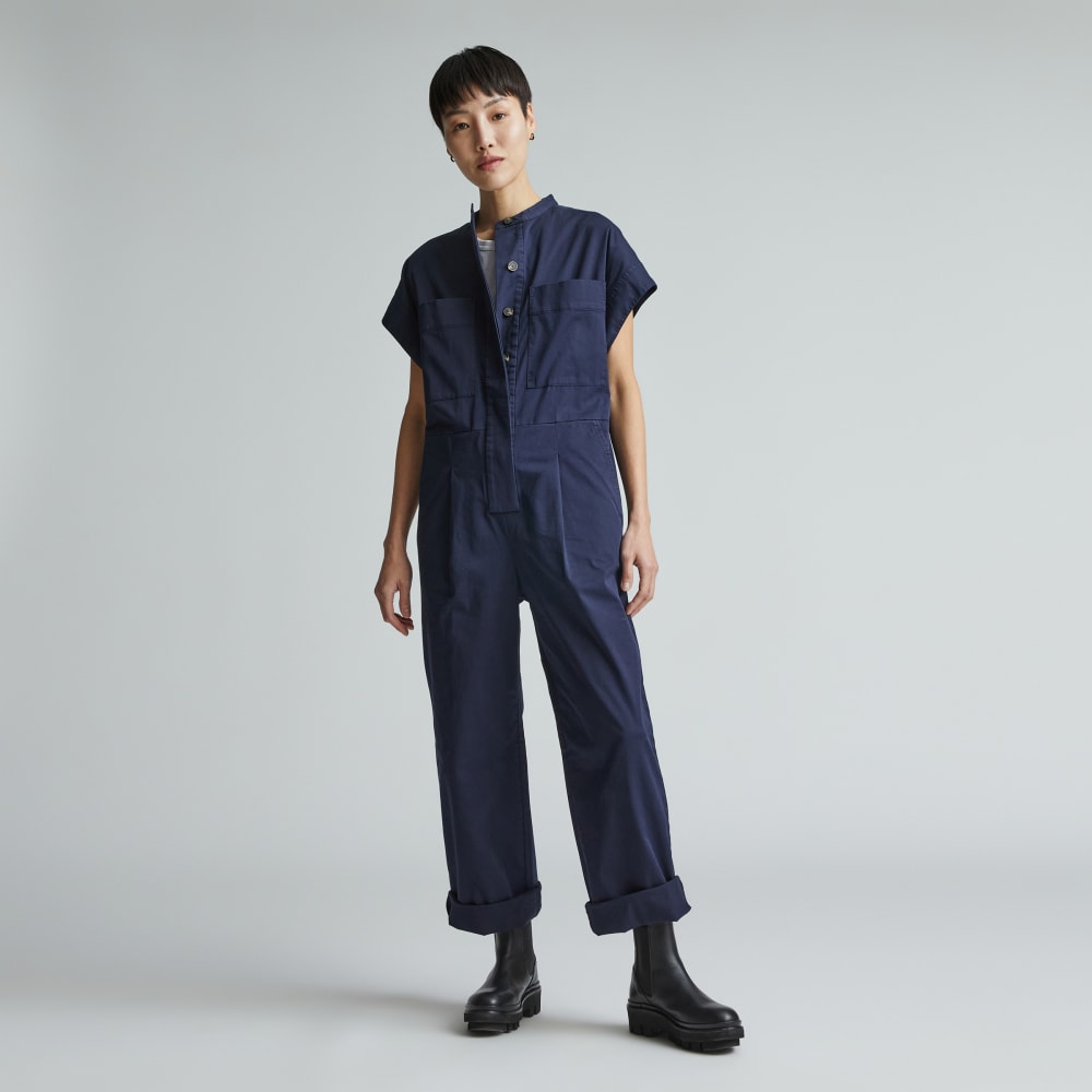The Easy Workwear Jumpsuit in Navy — front view