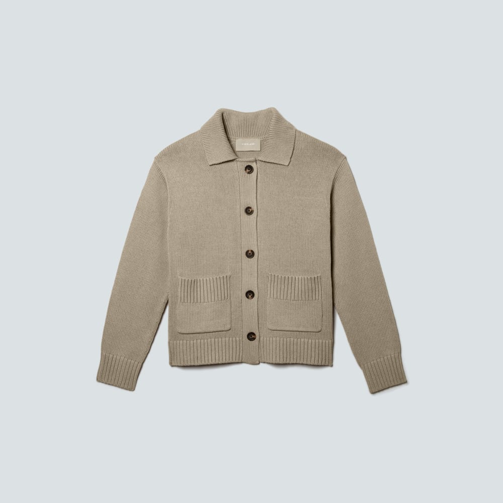 The Cotton Chore Sweater Jacket in Trench Coat Khaki — alternate view