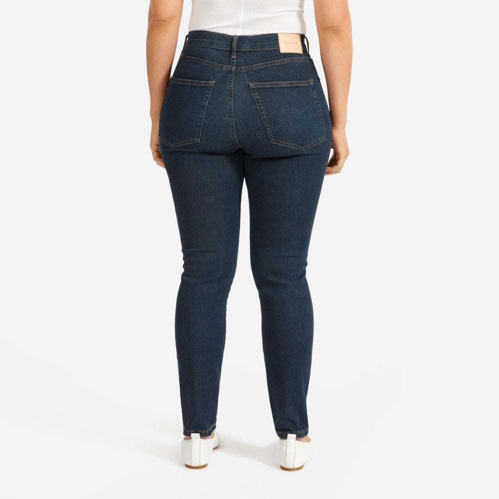 The Authentic Stretch High-Rise Skinny in Deep Indigo — detail view