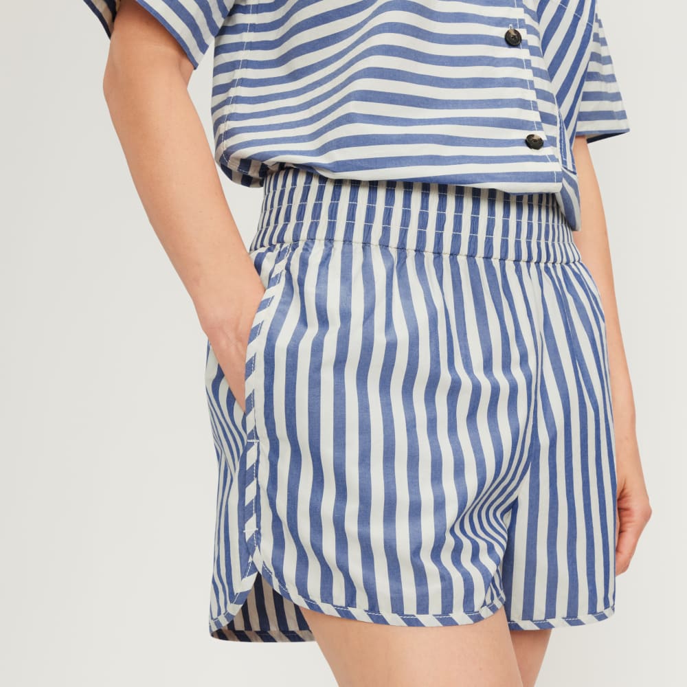 The Poplin Boxer Short in Mazarine Blue / Bone — detail view