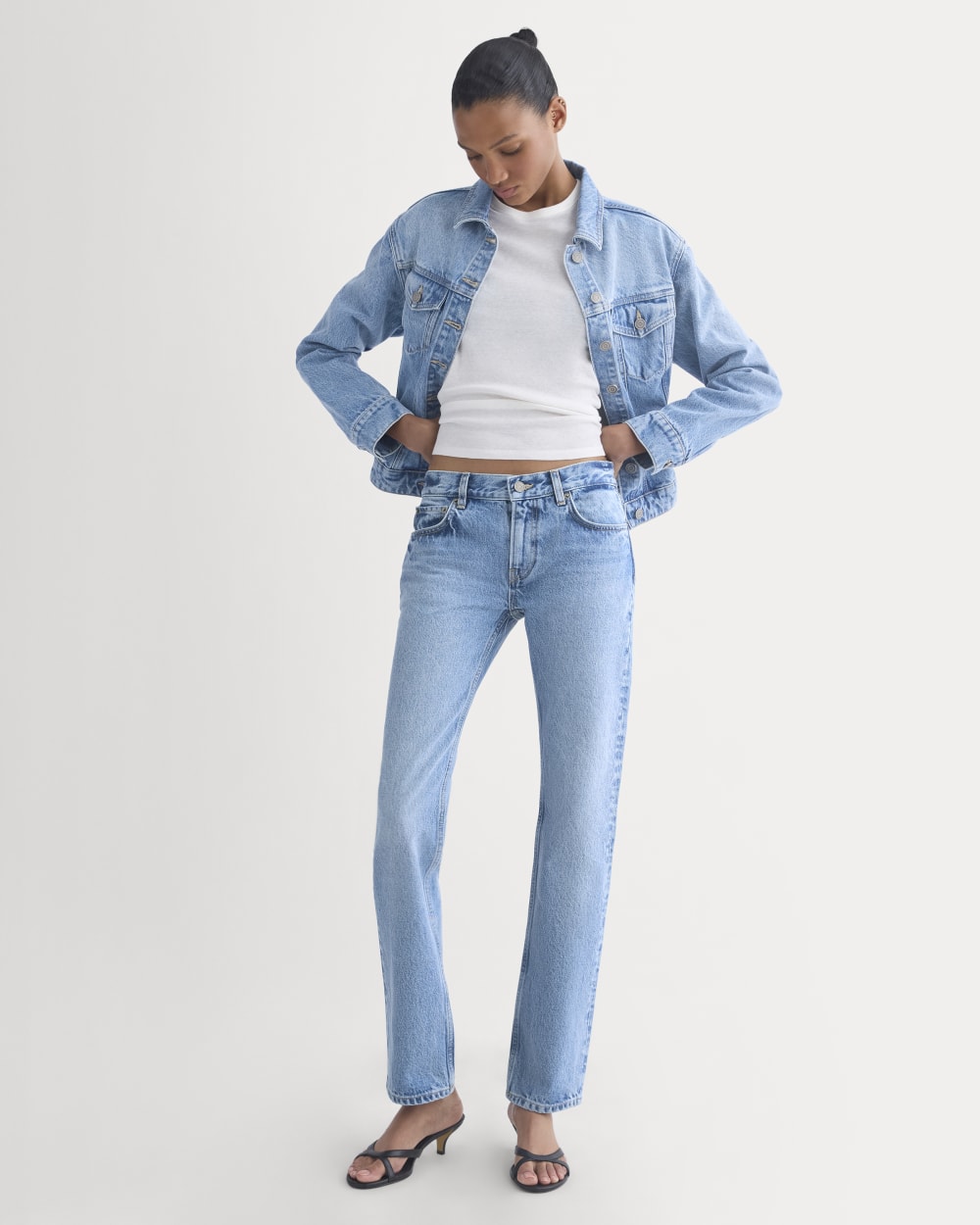Everlane x Elena Bonvicini Highland Low-Rise Cigarette Jean in Crystal Cove Indigo — front view