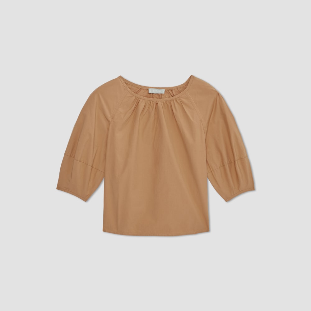The Poplin Scoop-Neck Top in Caramel — alternate view