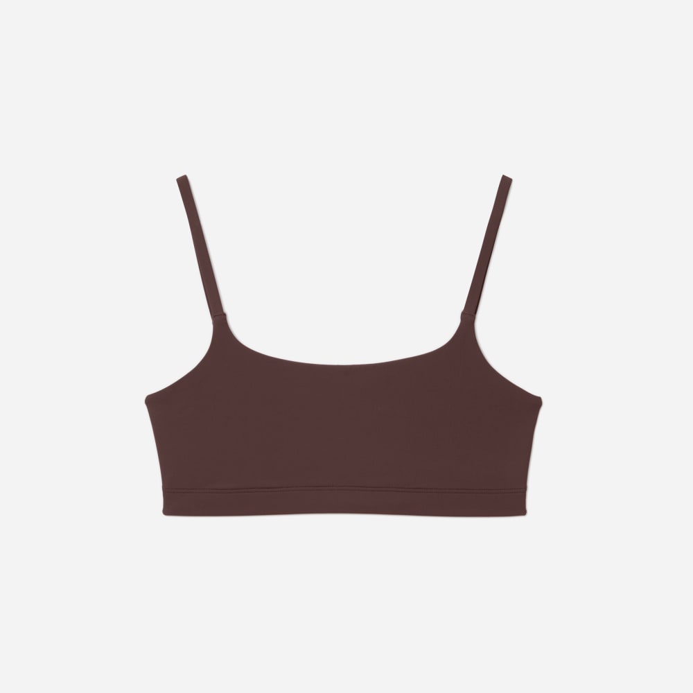 The Invisible Square-Neck Bralette in Dark Tan — front view