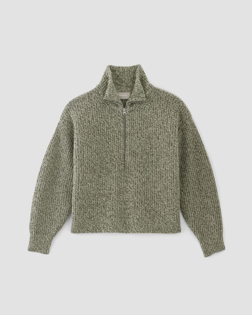 The Half-Zip Sweater in Luxe Merino in Seafoam Green / Kambaba Twist — alternate view
