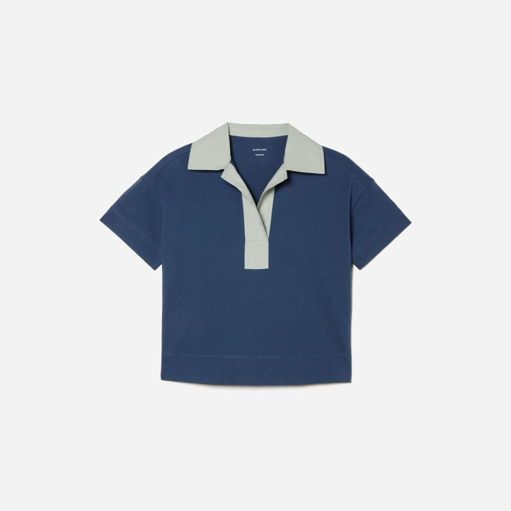 The Retro Jersey Polo in Atlantic / Smoke — front view