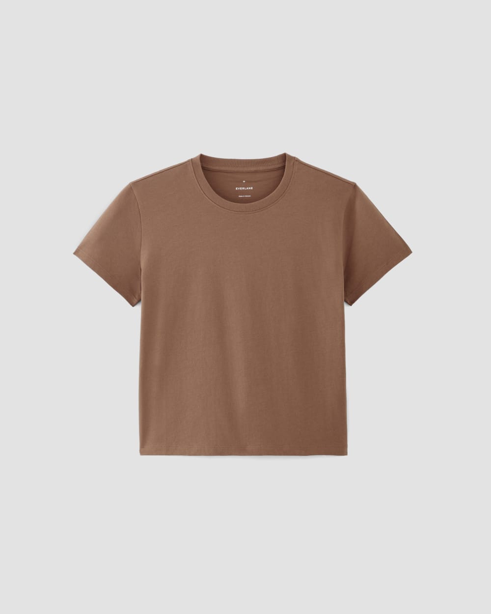 The Box-Cut Tee in Essential Cotton in Carob Brown — alternate view