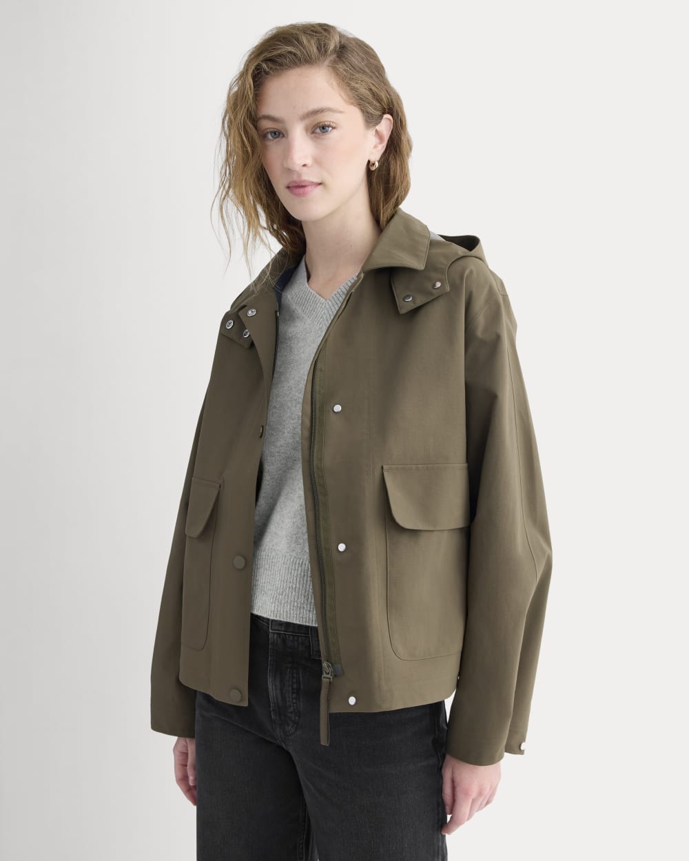 Re:Cycled Nylon Barrel Jacket in Beech — front view