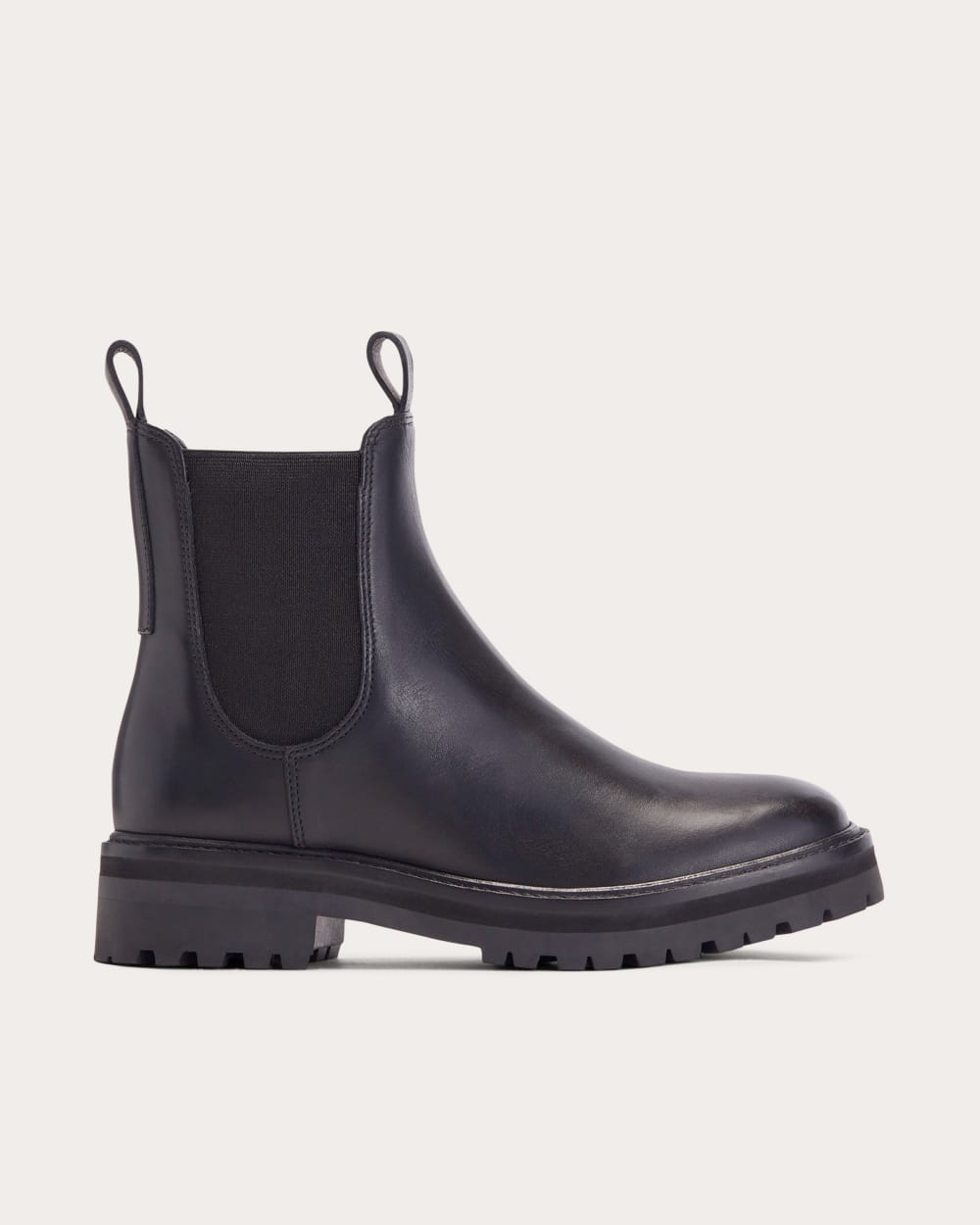 The Lug Chelsea Boot in Black — front view