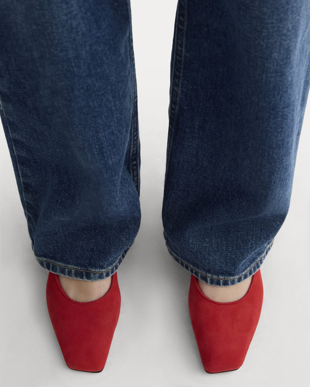 The Ballet Pump in Classic Red Suede — detail view