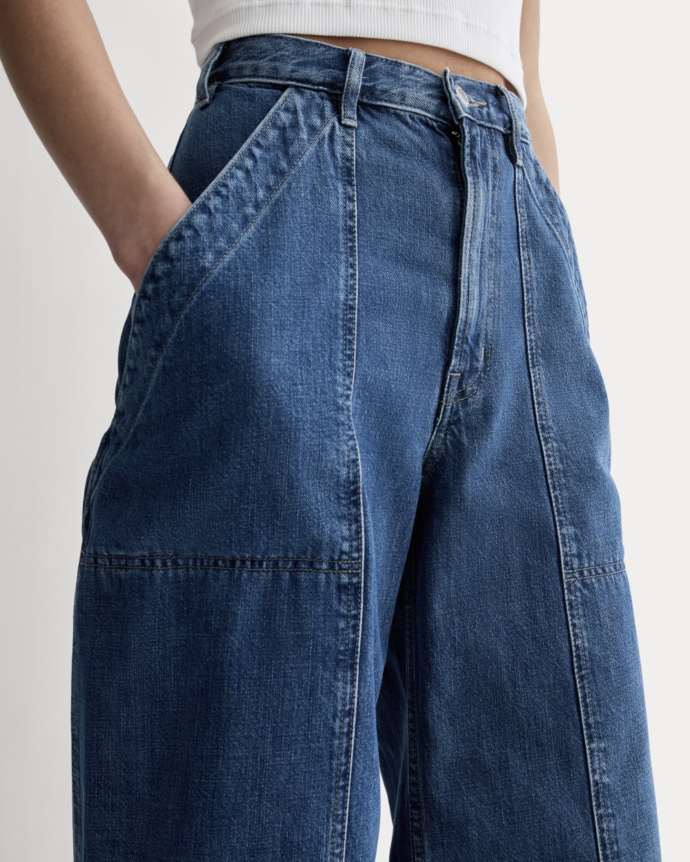 The Carpenter Jean in Medium Blue — detail view