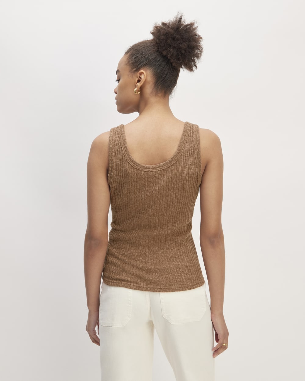 The Cozy Rib Tank in Carob Brown — detail view