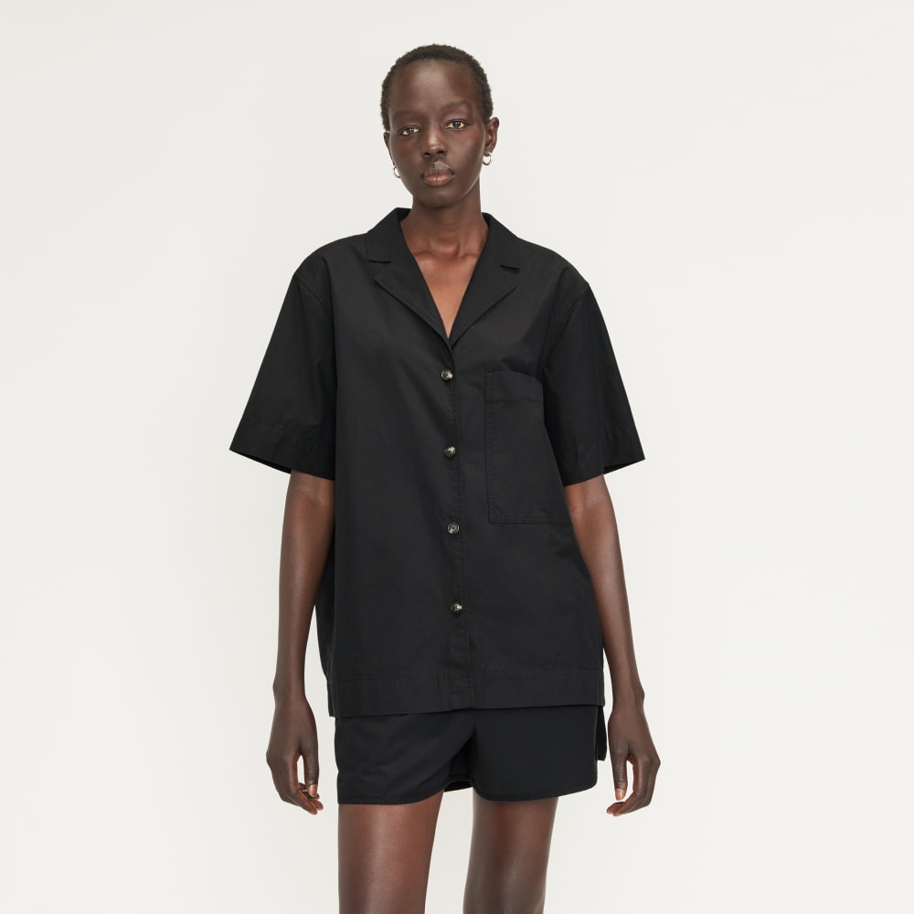 The Poplin Shirt in Black — front view