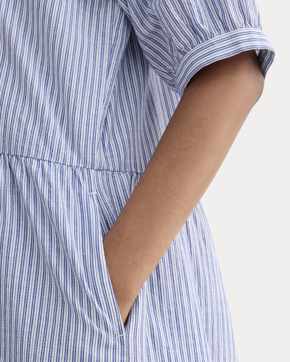 The Farmers Market Dress in Mazarine Blue / Optic White — detail view