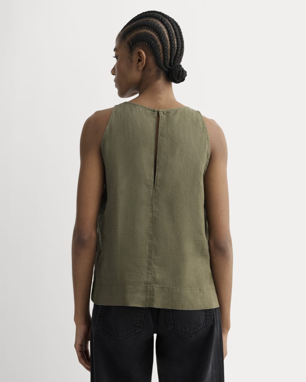 The Linen High-Neck Tank in Kalamata — detail view