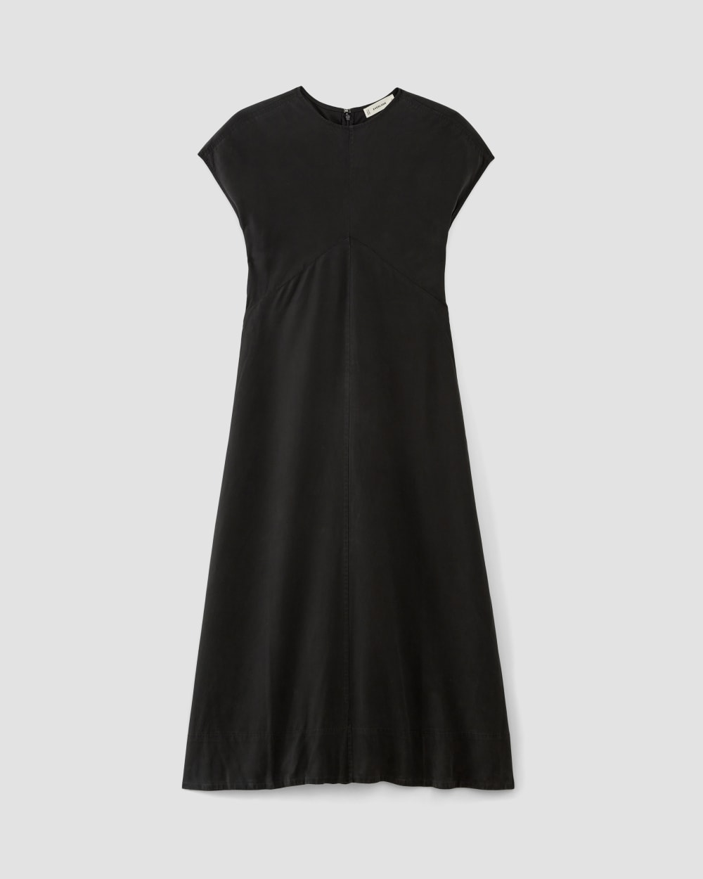 The TENCEL™ Short-Sleeve Midi Dress in Black — alternate view