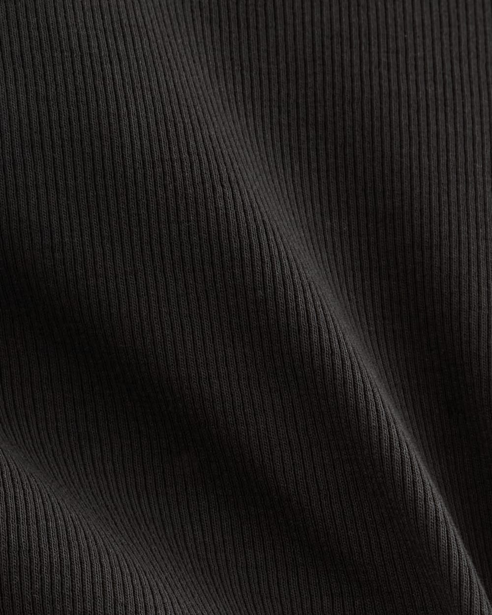 The Luxe Rib Crew in Black — detail view