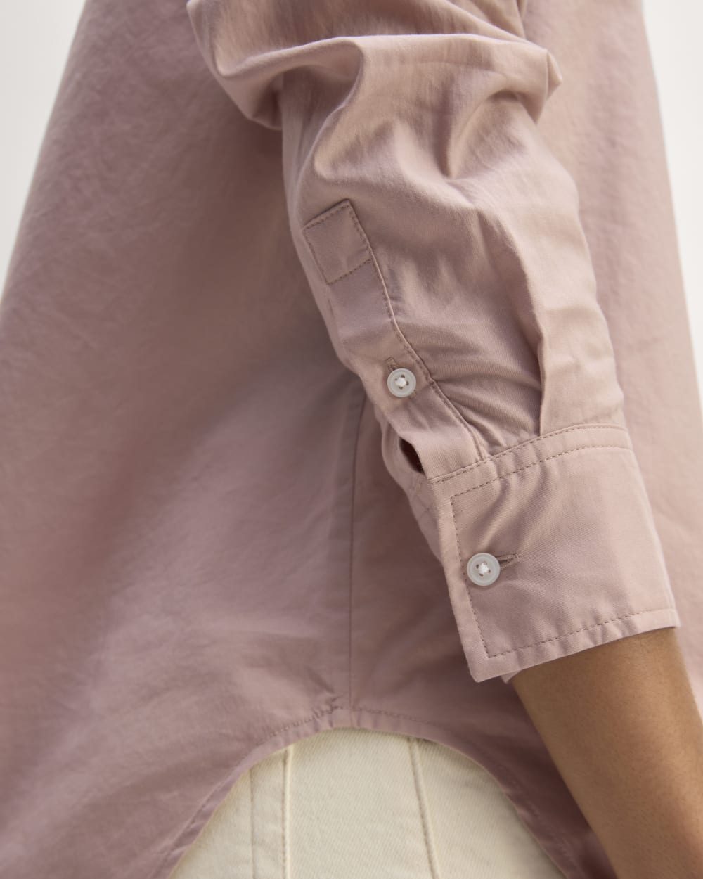 The Must-Have Shirt in Silky Cotton in Dusty Rose — detail view