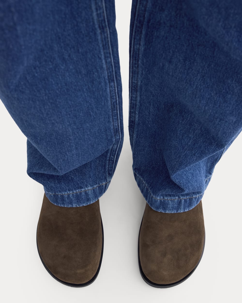 Suede Clog in Deep Brown — detail view