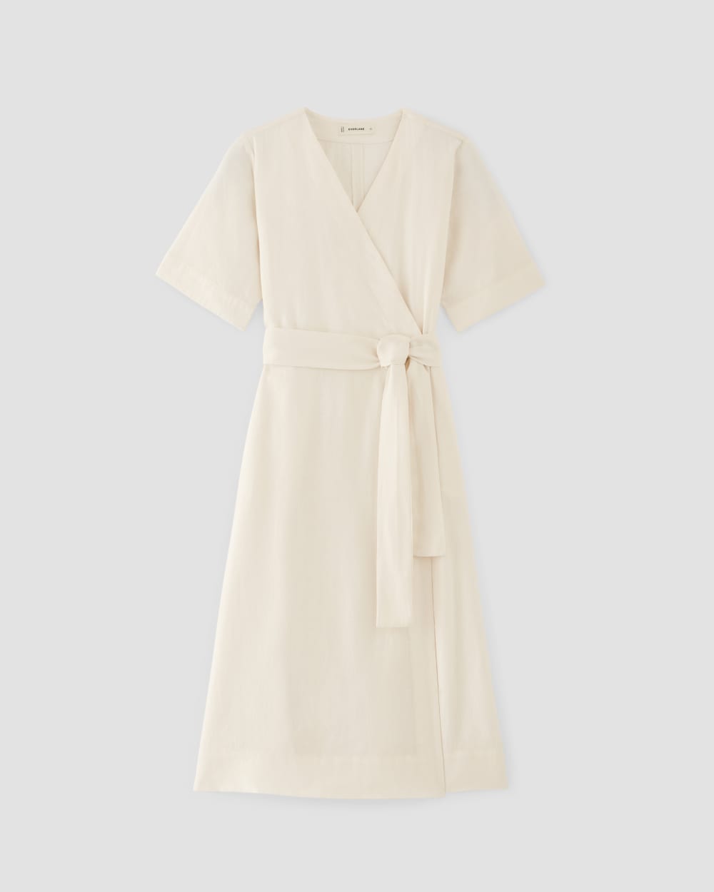 The Wrap Dress in Linen in Bone — alternate view