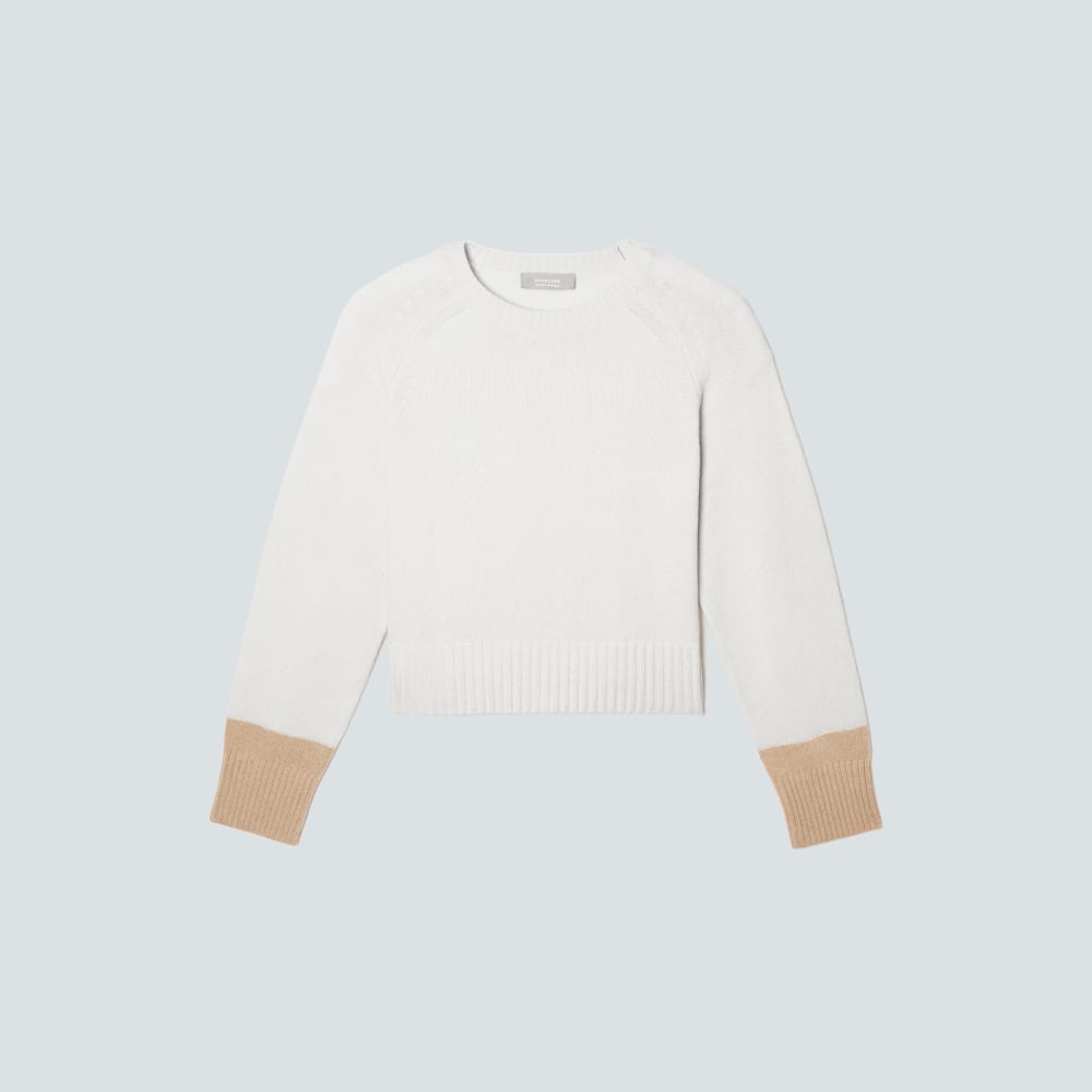 The Cashmere Boxy Crew in Bone / Light Camel — alternate view