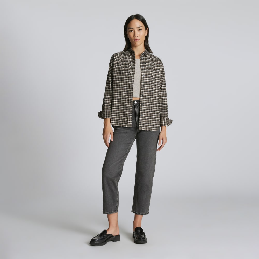 The Must-Have Oxford Shirt in Falcon Mini Plaid — detail view