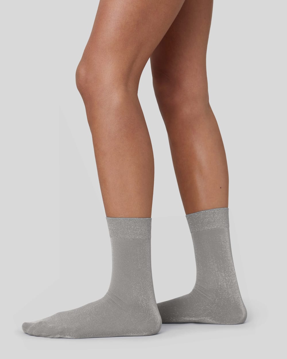 Ines Shimmery Socks in Light Grey — front view