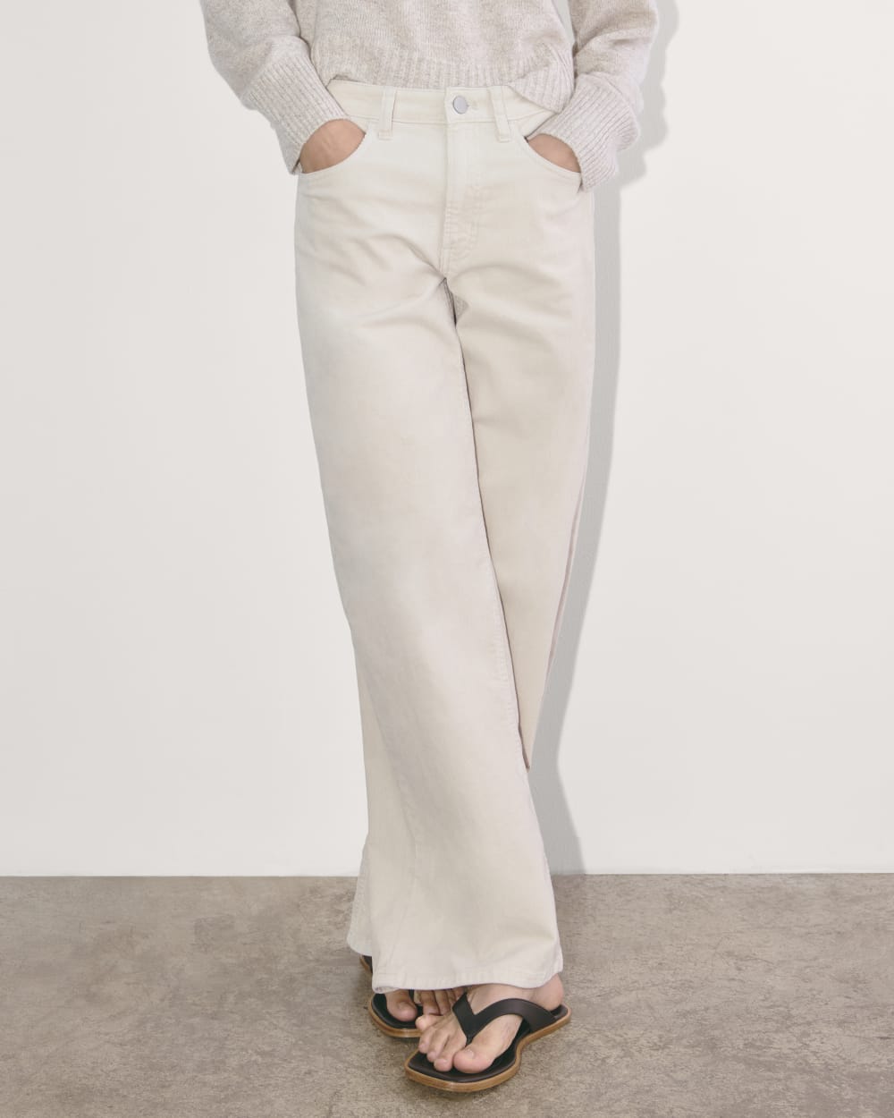 The Mid-Way Pant in Corduroy in Sandstone — detail view
